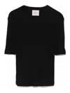 Halfboy Crew Neck Ribbed Knit Baby T-shirt In Black