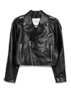 Halfboy Black Leather Biker Jacket For Women In Schwarz