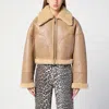 Halfboy Short Sheepskin With Shearling Collar In Beige