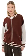 Halfboy College Bomber Jacket New Maroon In Red
