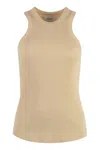 Halfboy Cotton Tank Top In Beige