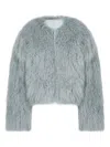 Halfboy Oversized Faux Fur Coat With Long Sleeves In Gray