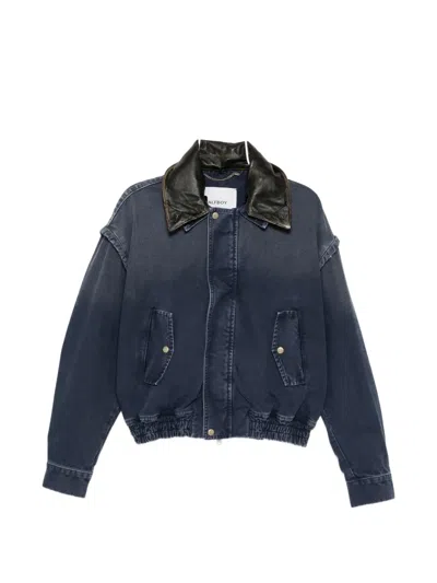 Halfboy Denim Bomber Jacket In Blue