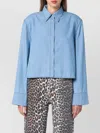 Halfboy Denim Shirt With Collared Neck And Cuffed Sleeves In Blue