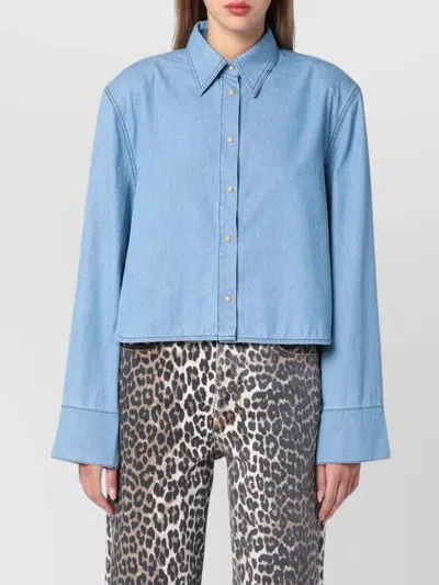 HALFBOY DENIM SHIRT WITH COLLARED NECK AND CUFFED SLEEVES