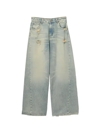 Halfboy Distressed Denim Trousers In Blue