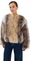 Halfboy Faux Fur Bomber Camel/black/off White In Black