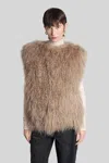 Halfboy Shaggy-texture Sleeveless Coat In Brown