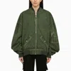 HALFBOY GREEN COTTON BOMBER JACKET FOR WOMEN