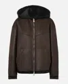 Halfboy Hoodie Shearling Bomber Reversible In Brown