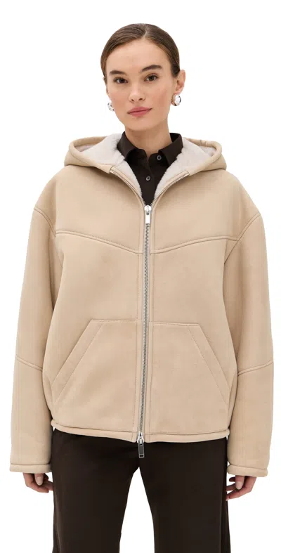 Halfboy Hoodie Shearling Bomber Sand In Neutral