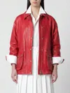 Halfboy Long Sleeve Collared Coat Front Pockets In Red