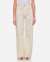 Halfboy Beige Crepe Pattern Wide Leg Jeans In White