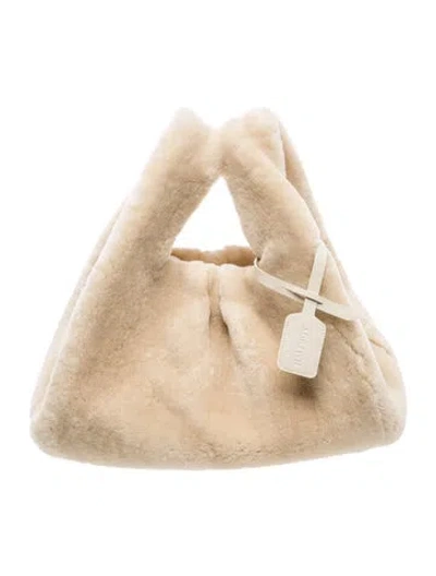 Pre-owned Halfboy Lamb Fur Bucket Bag In Neutral