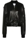 Halfboy Cropped Leather Bomber Jacket In Black