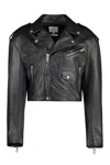 Halfboy Black Leather Biker Jacket For Women In Black
