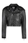 Halfboy Black Leather Biker Jacket For Women In Black