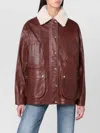 Halfboy Leather Jacket Featuring Shearling Collar In Brown