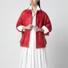 Halfboy Long Sleeve Collared Coat Front Pockets In Red