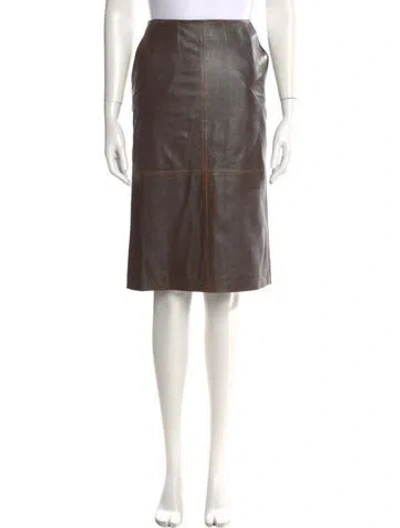 Pre-owned Halfboy Leather Knee-length Skirt In Brown