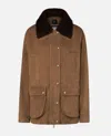 Halfboy Suede Corduroy-collar Jacket In Brown