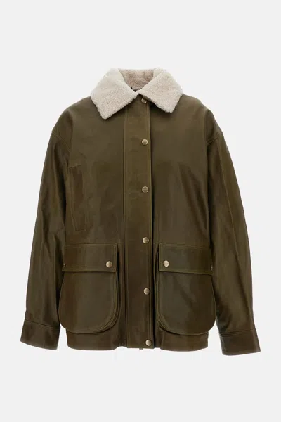 Halfboy Leather Parka In Green