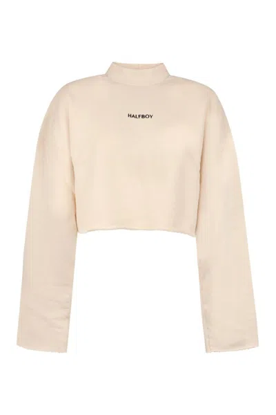 Halfboy Logo Detail Cotton Sweatshirt In Neutral