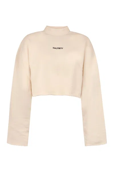 Halfboy Logo Detail Cotton Sweatshirt In White