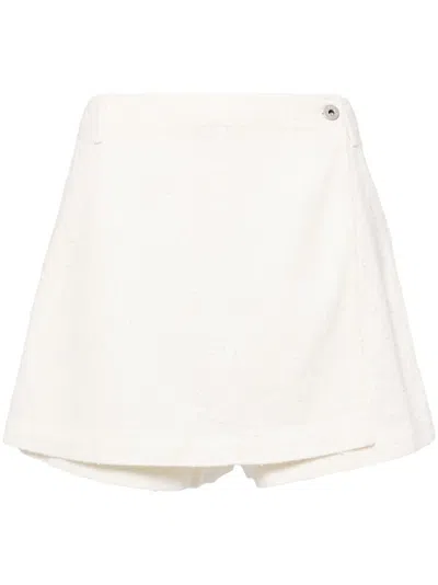 Halfboy Logo-patch Cotton Skorts In White