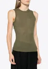 Halfboy Logo Patch Crewneck Tank Top In Olive