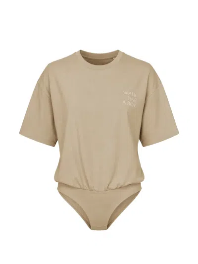 Halfboy Logo-print Short-sleeve Bodysuit In Nude