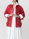 Halfboy Long Sleeve Collared Coat Front Pockets In Red