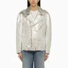Halfboy Silver Leather Jacket In Metallic
