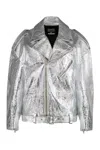 Halfboy Metallic Leather Jacket In Silver
