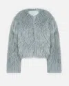 Halfboy Oversized Faux Fur Coat With Long Sleeves In Gray