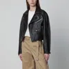 Halfboy Oversized Dark Brown Leather Biker Jacket In Brown
