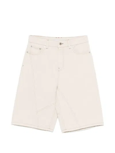 Halfboy Panelled Contrast-stitch Shorts In Neutral