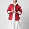 Halfboy Long Sleeve Collared Coat Front Pockets In Red