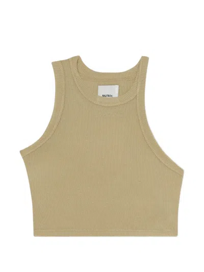 Halfboy Ribbed-knit Crop Top In Brown