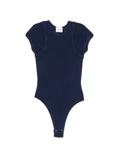 Halfboy Ribbed Open-back Bodysuit In Blue