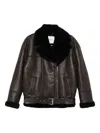 Halfboy Shearling-collar Leather Jacket In Brown