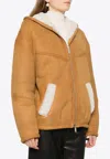 Halfboy Faux Shearling-trim Coat In Brown