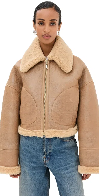 Halfboy Short Aviator Reversible Camel In Beige