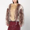 Halfboy Short Textured Faux Fur Coat In Multi
