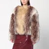 Halfboy Short Beige/black/white Faux Fur Coat In Sand