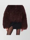 Halfboy Short Faux Fur Open Front Coat In Burgundy