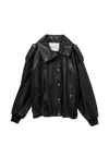 Halfboy Snap-button Leather Jacket In Black