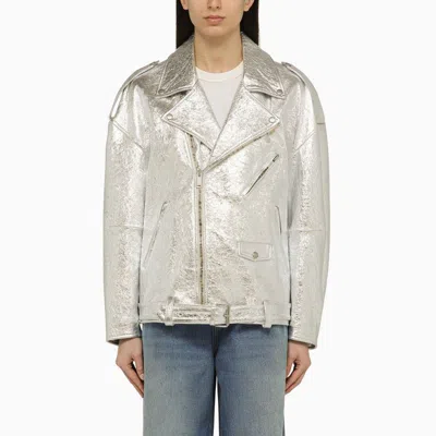 Halfboy Sophisticated Silver Leather Jacket For Women