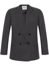 Halfboy Virgin-wool Double-breasted Blazer In Grey