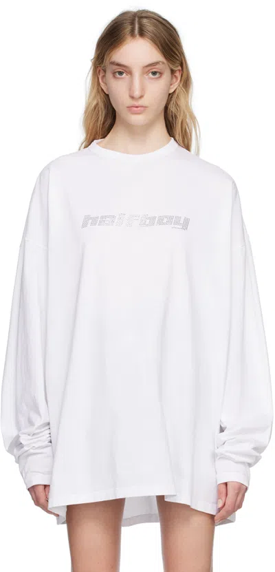 Halfboy White Crystal-cut Long Sleeve T-shirt In White (03)